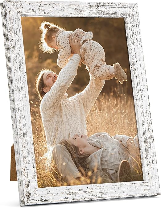 TWING 5x7 Rustic Picture Frames,Distressed White Photo Frame Collage for Wall Decor Mounting or Table Display,Ideal Gift to Family and Friends
