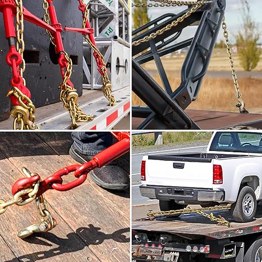 Leero G70 1/4" Clevis Grab Hook, Heavy Duty Forged Steel Rigging Chain Hooks with 3,300 Lbs(1.63 Tons) Working Load Limit, Tow Hook for Transport Truck Trailer, Yellow Zinc Finish, 2 Pack