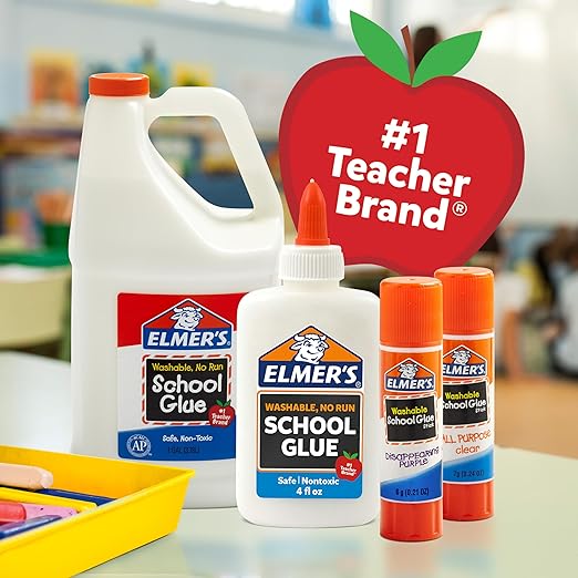 Elmer's All Purpose School Glue Sticks, Acid-Free and Washable, Clear, 7 Grams, 15 Count - Ideal for Craft Projects, Scrapbooking, Classroom, Home, Office, Teacher Supplies