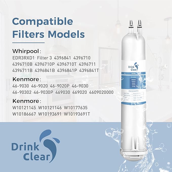 EDR3RXD1 Water Filter Replacement, Compatible with 4396841, Filter 3, 4396710, Kenmore 46-9083, 46-9030 Refrigerator Water Filter, 1 Pack