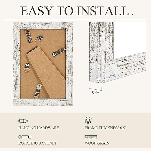 TWING 5x7 Rustic Picture Frames,Distressed White Photo Frame Collage for Wall Decor Mounting or Table Display,Ideal Gift to Family and Friends