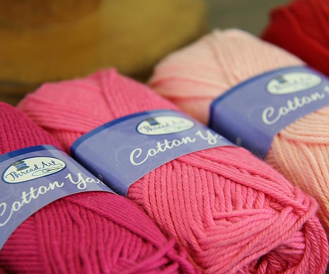 Threadart 100% Pure Cotton Crochet Yarn | 50 gram Skeins | Worsted Medium #4 Yarn | 85 yds per Skein | 30 Colors Available | Navy #3550