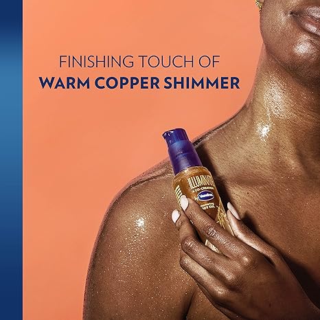 Vaseline Illuminate Me Body Oil - Shimmering Body Bronzer, Radiant Body Glow Oil, Hydrating Shimmer Body Oil for Melanin-Rich Skin, Body Shimmer Oil for Glowing Skin, 3.3 Oz Ea (Pack of 2)