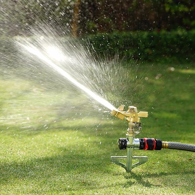 Eden 16032 Brass Impact Sprinkler, Heavy Duty Sprinkler Head, Adjustable 0-360 Degrees Pattern, Watering Sprinklers for Yard, Lawn and Grass Irrigation