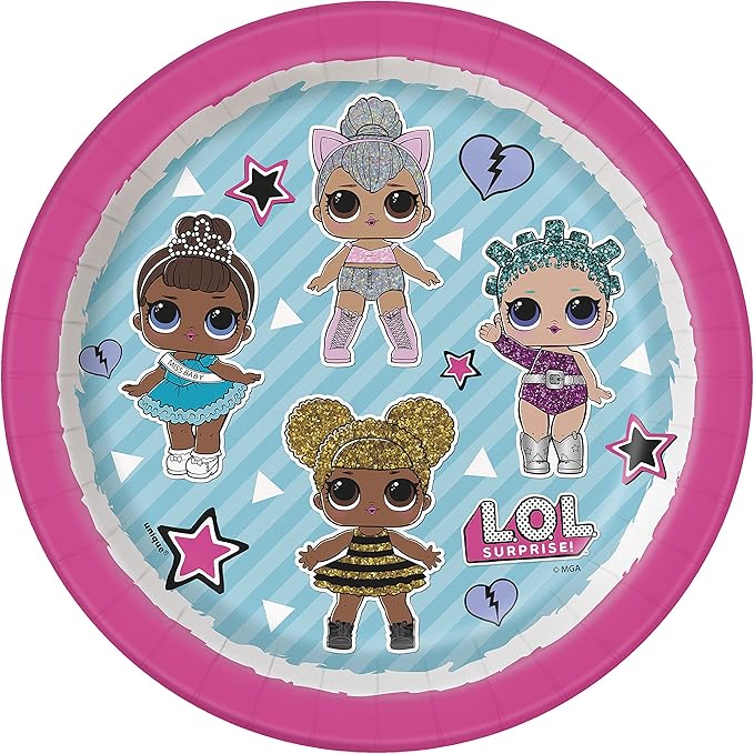 Multicolor LOL Surprise Round Paper Dessert Plates - 7" (8 Count) | Disposable & Eco-Friendly, Perfect for Kids Birthdays & Celebrations
